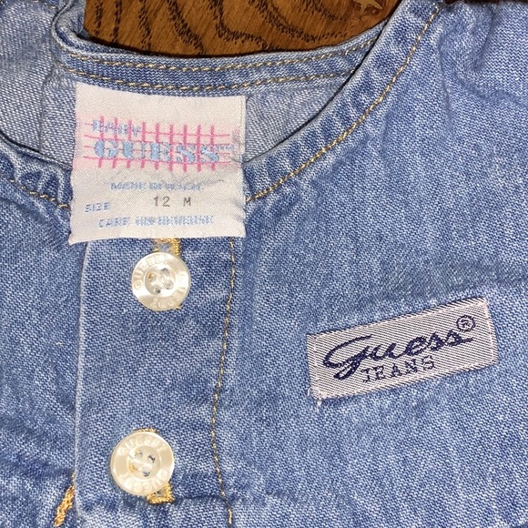 Guess Jeans Dress 12 month by Baby Guess Blue Denim Long Sleeve Vintage 90’s - Picture 2 of 5